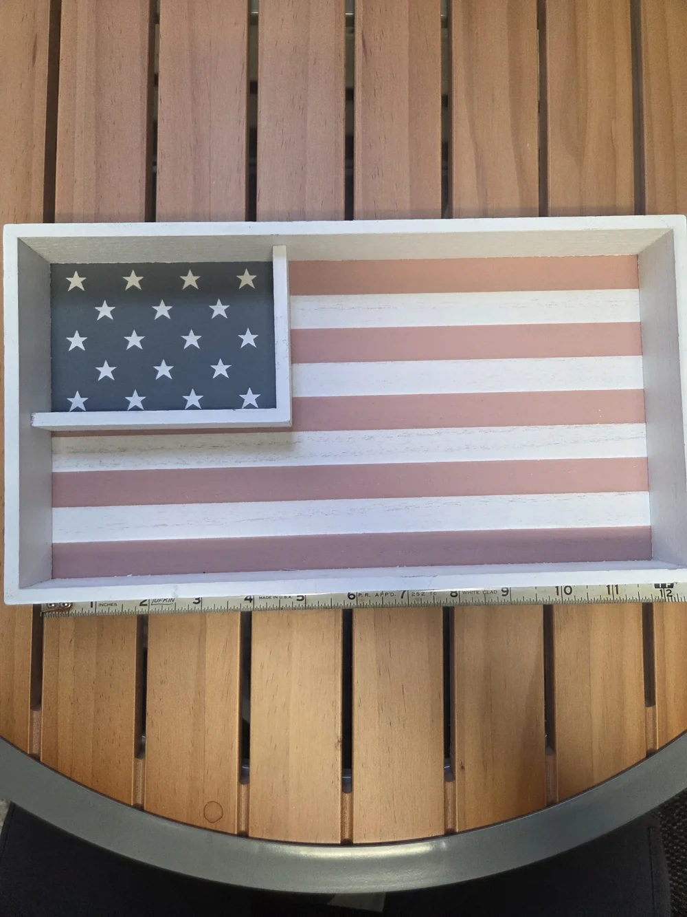 Wooden Flag Vanity Tray in White and Dusty Pink
